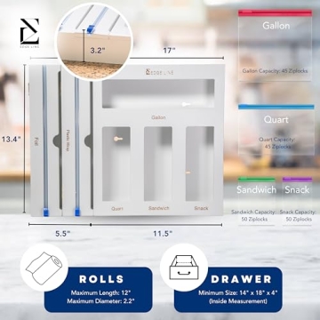 EDGE LINE Bamboo Kitchen Storage Organizer with Cutters