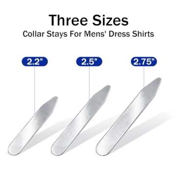 Flocade Metal Collar Stays For Men.Rustless Iron Collar Stays.2.2/2.5/2.75 Inch,three pairs pack.