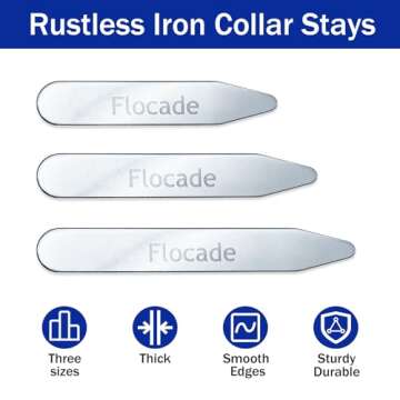 Flocade Metal Collar Stays For Men.Rustless Iron Collar Stays.2.2/2.5/2.75 Inch,three pairs pack.