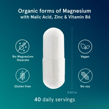 Puori Organic Magnesium Zinc Supplement - 300mg - 240 Vegan Capsules - High Absorption M3 Complex for Sleep, Immune Support, Energy, Muscle Recovery, Relaxation & Leg Cramps - Zinc & Vitamin B6