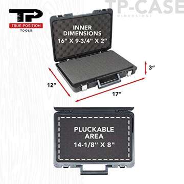 True Position Tools - Universal Hard Carrying Case with Premium Kaizen Pick and Pluck Foam - Protects Electronics, Tools, Cameras and Testing Equipment, 17 x 12 x 3 In.