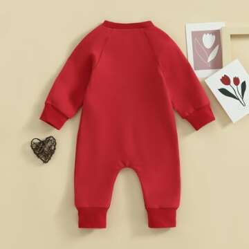 Rarjuiey My First Valentines Day Baby Boy Outfits Newborn Valentine Romper Love Heart Playsuit Jumpsuit Toddler Clothes (Love Heart Red, 3-6 Months)