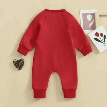 Rarjuiey My First Valentines Day Baby Boy Outfits Newborn Valentine Romper Love Heart Playsuit Jumpsuit Toddler Clothes (Love Heart Red, 3-6 Months)