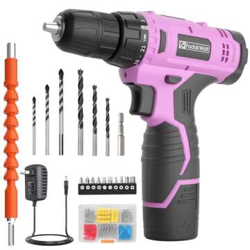 FADAKWALT Cordless Drill Set, 12V Power Drill Set with Battery and Charger, 3/8'' Keyless Chuck, 21+...