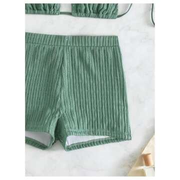 COZYEASE Women's Halter Triangle Top Swimsuit Set