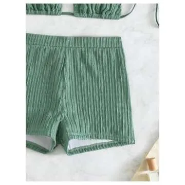 COZYEASE Women's Halter Triangle Top Swimsuit Set