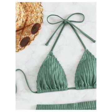 COZYEASE Women's Halter Triangle Top Swimsuit Set