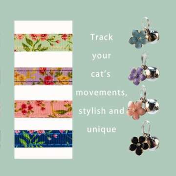 Yizepet Cat Collars with Bells, Breakaway Kitten Collar, Cute Kitty Collar in 4 Pack, Pet Supplies Accessories
