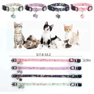 Yizepet Cat Collars with Bells, Breakaway Kitten Collar, Cute Kitty Collar in 4 Pack, Pet Supplies Accessories