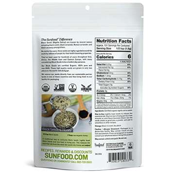 SUNFOOD Organic Black Seeds, 8 OZ