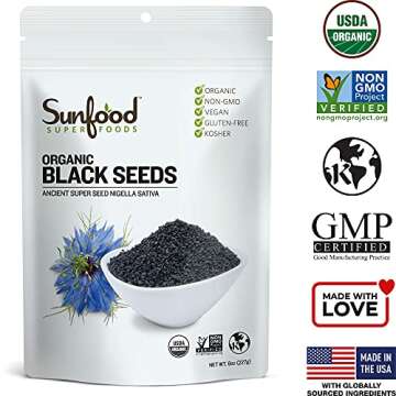 SUNFOOD Organic Black Seeds, 8 OZ