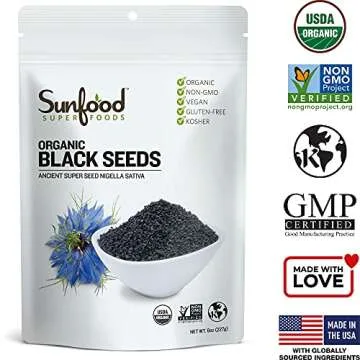 SUNFOOD Organic Black Seeds, 8 OZ