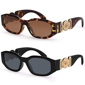 Trendy KUGUAOK Rectangle Sunglasses with UV Protection