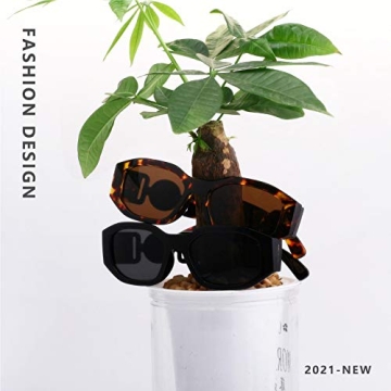 Trendy KUGUAOK Rectangle Sunglasses with UV Protection