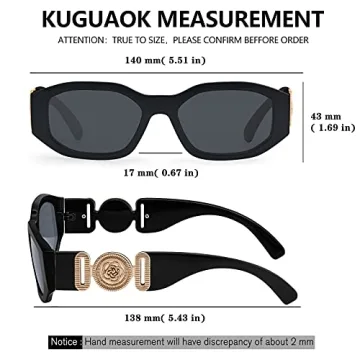 Trendy KUGUAOK Rectangle Sunglasses with UV Protection
