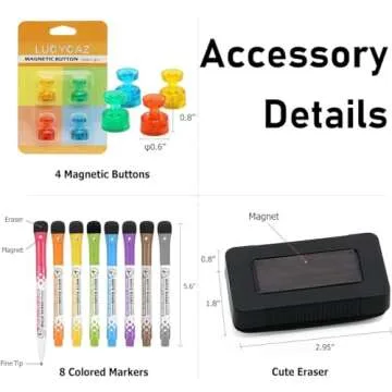 LUCYCAZ Magnetic to Do List Dry Erase Board for Fridge - Vertical Chore Board for Kids, Weekly Planning Boards for Family Chore Chart Whiteboard with 8 Markrs, 12''x17''(A3)