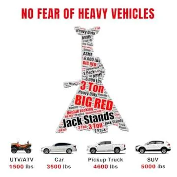 BIG RED 3 Ton Torin Steel Jack Stands with Double Locking Security
