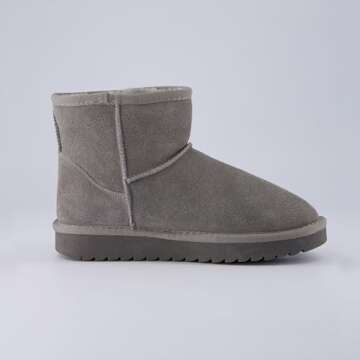 CUSHIONAIRE Women's Suede Boots with Memory Foam in Grey