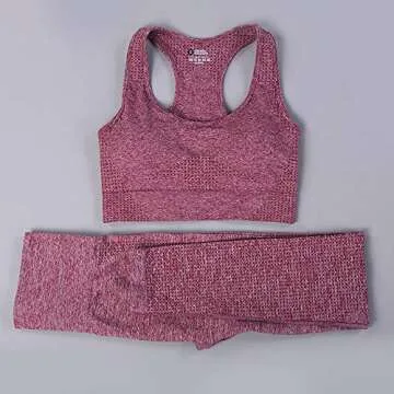 WodoWei Women 2 Piece Workout Outfits Sports Bra Seamless Leggings Yoga Gym Activewear Set (YO611-red Wine-M)