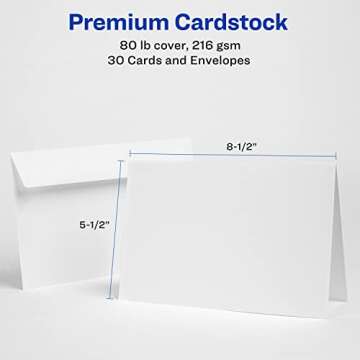 Avery Printable Greeting Cards with Envelopes, 30 pack