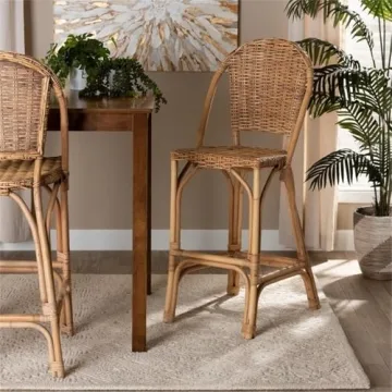 Neola Modern Bohemian Rattan Bar Stool for Stylish Seating