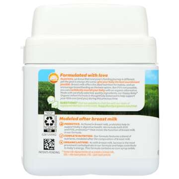 Happy Baby Organics Infant Formula, Milk Based Powder with Iron Stage 1, 21 Ounce (Pack of 1) packaging may vary