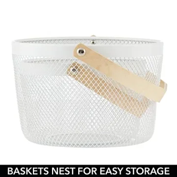 Stylish mDesign Storage Baskets with Wood Handles Set of 2