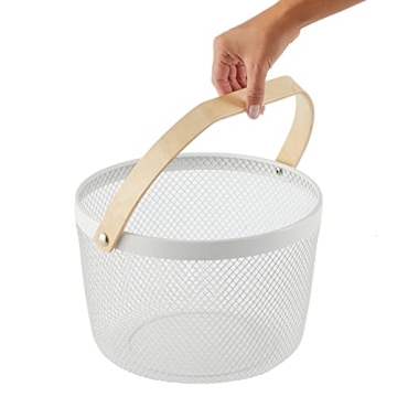 Stylish mDesign Storage Baskets with Wood Handles Set of 2