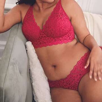 Maidenform Cheeky Panty Pack, Sexy Must Haves Lace Boyshorts for Women, 3-Pack, Black/Paris Nude/Crimson Sunset