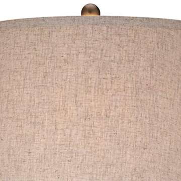 360 Lighting St. Claire Mid Century Modern Table Lamp 30 3/4" Tall Wood Brown Open Vase Taupe Fabric Drum Shade for Bedroom Living Room House Bedside Nightstand Home Office Entryway Family