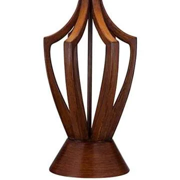 360 Lighting St. Claire Mid Century Modern Table Lamp 30 3/4" Tall Wood Brown Open Vase Taupe Fabric Drum Shade for Bedroom Living Room House Bedside Nightstand Home Office Entryway Family