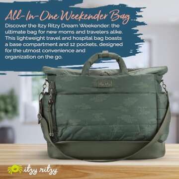 Itzy Ritzy Dream Weekender Travel Bag - Lightweight Overnight & Hospital Bag Features Base Compartme...
