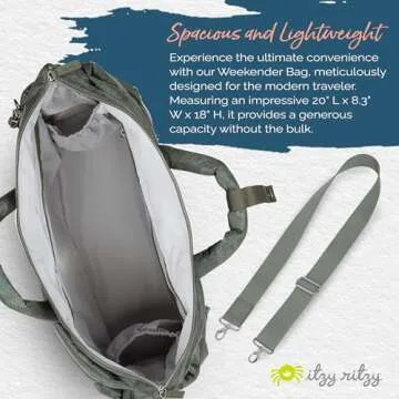 Itzy Ritzy Dream Weekender Travel Bag - Lightweight Overnight & Hospital Bag Features Base Compartment, 12 Pockets including 2 Insulated Bottle Pockets & Luggage Attachment (Cloud Camo)