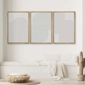 SIGNWIN Framed Canvas Print Wall Art Set Geometric Duotone Futuristic Arches Shapes Abstract Illustr...