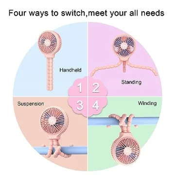 WiHoo Baby Stroller Fan, Clip On Portable Rechargeable Battery Operated Mini Handheld Car Seat Small USB Desk Personal Fan for Stroller Accessories/Crib/Home Office