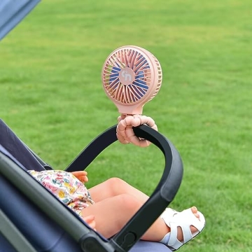 WiHoo Baby Stroller Fan, Clip On Portable Rechargeable Battery Operated Mini Handheld Car Seat Small USB Desk Personal Fan for Stroller Accessories/Crib/Home Office