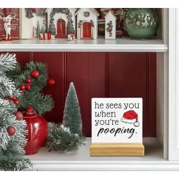 Funny Christmas Bathroom Sign Decor for Guest Toilets