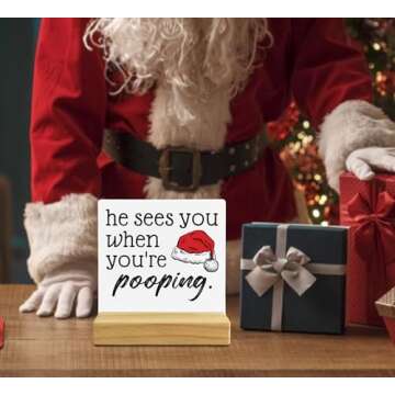 Funny Christmas Bathroom Sign Decor for Guest Toilets