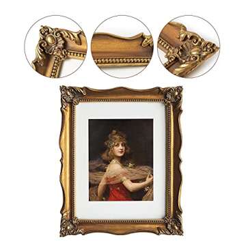 ASOWIN Antique Picture Frames,11×14 Baroque Photo Frames with Floral Relief, Wall and Tabletop Picture Frames Bronze