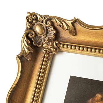 ASOWIN Antique Picture Frames,11×14 Baroque Photo Frames with Floral Relief, Wall and Tabletop Picture Frames Bronze
