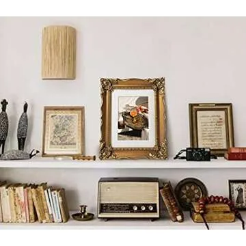 ASOWIN Antique Picture Frames,11×14 Baroque Photo Frames with Floral Relief, Wall and Tabletop Picture Frames Bronze