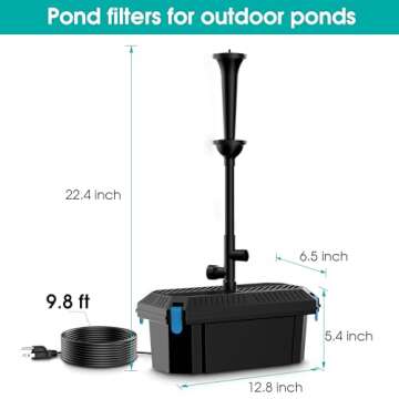 Biling Pond Filter and 660GPH Fountain Pump Kits for Ponds