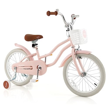BABY JOY 18" Kids Bike with Training Wheels & Adjustable Seat - Perfect for 4-8 Year Olds