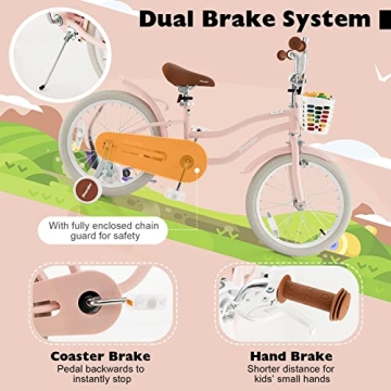 BABY JOY 18" Kids Bike with Training Wheels & Adjustable Seat