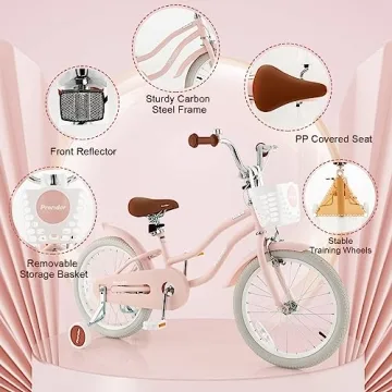 BABY JOY 18" Kids Bike with Training Wheels & Adjustable Seat