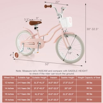 BABY JOY 18" Kids Bike with Training Wheels & Adjustable Seat