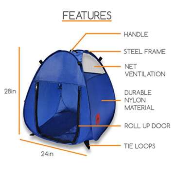 MYDEAL PRODUCTS Pop Up Pet House in a Bag for Portable Play Pen or Kennel Tent with 3 Net Windows an...