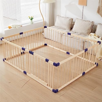 Kids Baby Toddler Playpen Indoor Portable Wooden Freestanding, Kids Baby Pet Cats Dogs Animals Toy P...