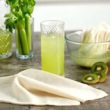 Organic Cheesecloth Nut Milk Bag Strainer 3-Pack, GOTS Certified Cheese Cloths for Straining Food, Yogurt, Juice, Cold Brew Coffee & Tea Filter - Reusable Butter Muslin Greek Yogurt Strainer