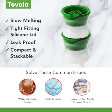Tovolo Golf Ball Shaped Ice Molds, Assorted Set of 2 - Large Ice Mold Gift Set - Sports Themed Unique Ice Mold Chills Drinks - Odor-Free Freezer Storage, Dishwasher-Safe with Silicone Plunger